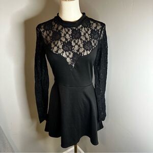 [For Love and Lemons] Black Lace Mini Dress - Size Small